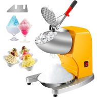 VEVOR Electric Ice Shaver Machine, 300 W Electric Snow Cone Machine 95 kg/h Double Blades Ice Shaver Machine with 19.3 x 4.6 cm Ice Bowl, Stainless Steel Snow Cone Maker, Yellow Ice Crusher