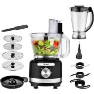 Venga! 8-in-1 Food Processor, 3L Bowl, 1.75L Mixing Container, 2 Speed Settings, Turbo Function, 1000W, Black/Silver, VG HA 3001