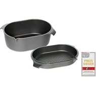 AMT Gastroguss Klaus Grillt German Oven Set, Large Design, 42 x 28 cm, German Oven Roasting Tart / German Oven Cast Lid with Grill Base, Cast Aluminium, Lotan® Non-Stick Finish, AMZN-KG-4228 Set