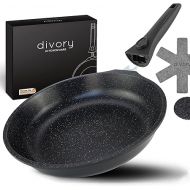DIVORY Large Pan 32 cm I Removable Handle, Induction, Coated, Aluminium - Large Frying Pan + Pan Protector - Induction Pan