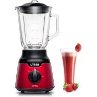 Ufesa Stand Mixer BS4100 Amber Red, Glass Container 0.8 L, Impulse / Ice Crush Function, 2 Speeds + Pulse, 4 Stainless Steel Blades, 900 W, Hermetic Closure, BPA-Free, Red Inox, Amazon Exclusive