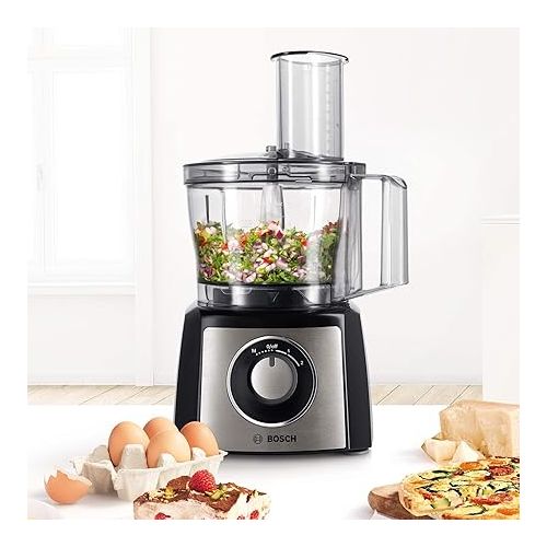  Bosch MultiTalent 3 Plus, MCM3PM386 Compact Food Processor, 50 Functions, Mixing Bowl 2.3 L, Mixer 1.0 L, Utility Knife, Cut and Rasp (Fine, Coarse) Drum (Cream), 900 W, Black