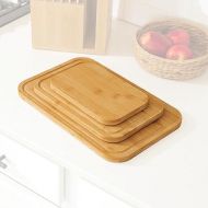 KitchenEdge Bamboo Wood Chopping Board, Set of 3, Juice Groove and Non-Slip Rubber Feet, Thick Wooden Trays for Cheese, Vegetables, Meat, Fruits, Heavy Duty Construction, Pre Oiled (9 x 6, 12 x 8, 15