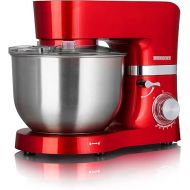 HEINRICHS Food Processor Kneading Machine Dough Machine 1300 W Kitchen Appliance Whisk Dough Hook Whisk Splash Guard 10 Adjustable Speeds XL 6.2 L Stainless Steel Bowl Low Noise (Red)