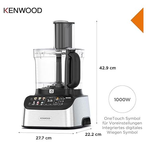  Kenwood MultiPro OneTouch FDM73.850SS Compact Food Processor & Stand Mixer, 12 Accessories, 6 Automatic Programmes, Variable Speed & Pulse Function, Integrated Scale, 1000 W, Silver