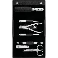 ZWILLING Manicure and Pedicure Set, Travel Case Set, Nail Care, Leather, 7 Pieces, Black