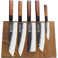 WILDMOK Kitchen Knife Set with Block, 6 Pieces, Sharp Professional Chef's Knife Set, 3-Ply 9Cr18MoV Coated Steel Knife Set with Magnetic Knife Block