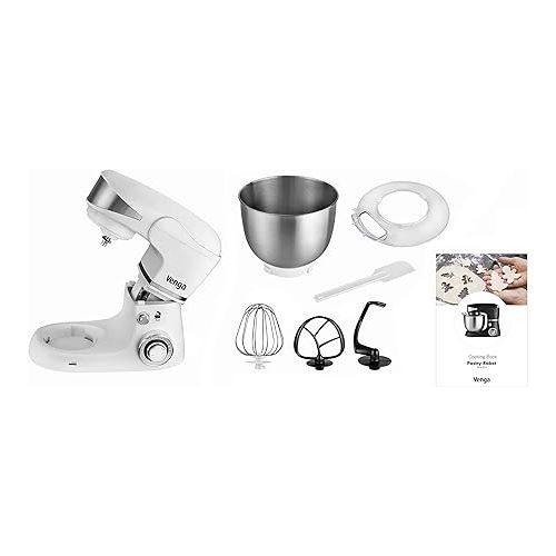  Venga! VG M 3014 WH Food Processor, 5 L Stainless Steel Bowl, Four Accessories, Recipe Book, 1000 W, White