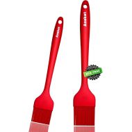 Anaeat Silicone Pastry Brush 2 Pack - Heat Resistant Brush with Soft Bristles Hygienic One Piece Design Marinade Brush Ideal for Baking Spreading Oil, Butter, Sauce, Grill (Red)