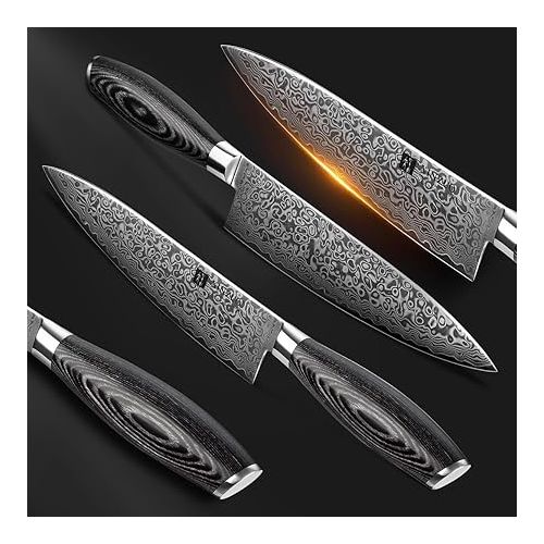  XINZUO Damascus 20.1 cm Chef's Knife, 67 Layers Damascus Steel Chef's Knife, Professional Meat Knife, Chef's Knife, Sharp Blade, Kitchen Knife, Ergonomic Pakka Wood Handle with Walnut Wood Magnetic