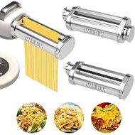 Pasta Attachment for Kenwood KVC/KVL Food Processors, 3-in-1 Pasta Roller Attachment, Stainless Steel Pasta Attachment for Kenwood, with Pasta Sheet Roller Spaghetti Cutter Fettuccine Cutter