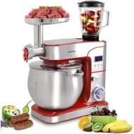 Syntrox Germany KM-2000W de Luxe Paris Food Processor Kneading Machine Mixer Meat Grinder, Stainless Steel Container, 12 Litres in Red