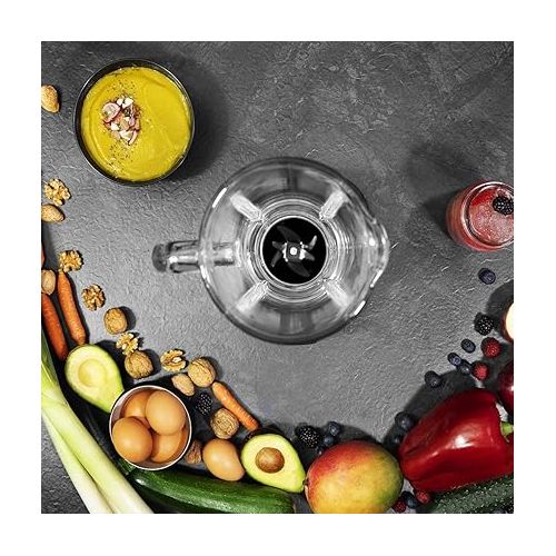  Cecotec Glass Mixer Power Titanium - Jug Capacity of 1.8 Litres Made of Glass Heat Resistant and 6 Titanium Blades (1800 W, Mechanical)