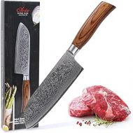 Wakoli EDIB Pro Premium Santoku Knife with Extra High 17 cm Blade Made from 67 Layers of Genuine Damascus Steel with Pakka Wood Handle I Damascus Knife Kitchen Knife and Professional Chef's Knife