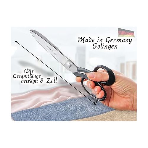  Fabric Scissors from Solingen Tailor's Scissors with Sharp and Precise Cut - Made in Germany - Textile Scissors Made of High-Quality Stainless Steel for Fabrics, Jeans, Textiles and Leather (8 Inches)