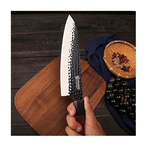  WILDMOK 4 Piece Kitchen Knife Set Chef's Knives Santoku Knife Nakiri Knife Utility Knife - 3-Ply 9CR18MOV Alloy Steel Blade with Octagonal Handle