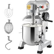 VEVOR Kneading Machine Food Processor, 15 L Bowl Capacity Kneading Machine, 3 Speed Whisk, Dough Hook, Wire Rope, Stainless Steel Bowl Dough Machine 500 W, Silver Food Processor Timer Function
