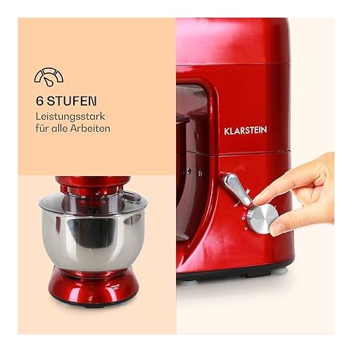  Klarstein Lucia Food Processor with Meat Grinder and Blender Attachment, red