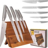 Knife Block Set - 5-Piece Set with Block, Kitchen Knife Set, Stainless Steel Knife Set, Magnetic Knife Block, Kitchen Knife Set with Chef's Knife, Knife Set