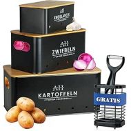 AH® Potato Storage Box [Set of 3] Including Stainless Steel Utensil Holder and Peeler Storage Jars Set - Suitable for Kitchen Storage and Organisation