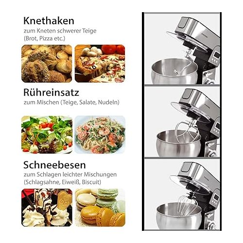  Syntrox Germany KM-1300W de Luxe Nice Food Processor Kneading Machine Mixer, Meat Grinder, LCD Display, Stainless Steel Bowl, 7 Litres, Red and Black (Black)