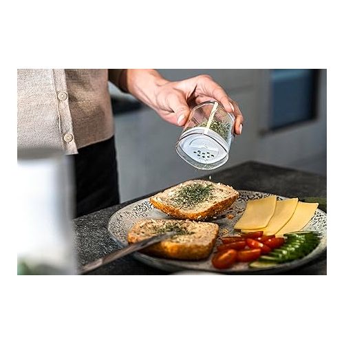  ZWILLING Fresh & Save Cube Spice Jars, 3 Pieces, Size XS, Modular & Stackable Storage Jar, Airtight & Vacuum Storage, Dishwasher Safe, Transparent