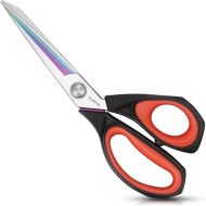 Asdirne Fabric Scissors, Dressmaking Scissors with Heavy Duty Multi-Purpose Titanium Coated Blades and Comfortable Soft Grip Handles, 25 cm, Black/Red