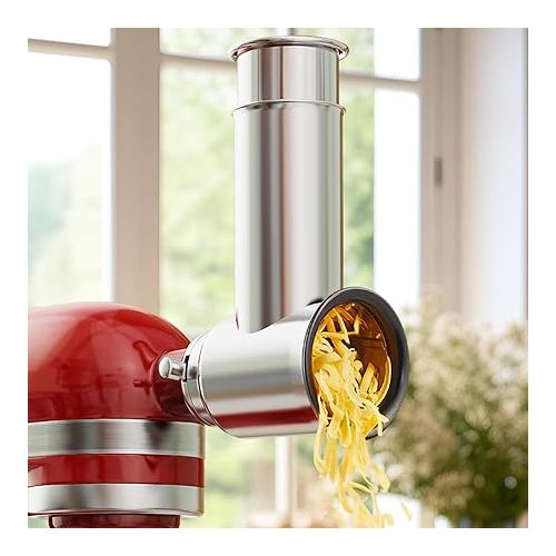  Stainless Steel Slicer Shredder Attachment for KitchenAid Mixer, Cheese Grater Attachment for Kitchenaid, Vegetable Slicer Attachment for Kitchenaid, GVODE Food Processor Attachment, G1806S, Silver