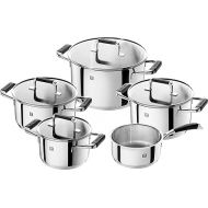 ZWILLING Cornelia Poletto 5-Piece Saucepan Set, Suitable for Induction Cookers, Stainless Steel, with Glass Lid, with Silicone Handles, Silver