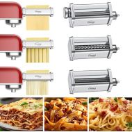 TPGSING Set of 3 Stainless Steel Pasta Maker for Kenwood Chef Accessories, Pasta Machine Set for Kenwood Food Processor Accessories Including Pasta Sheet Roller, Fettuccini Cutter, Spaghetti Cutter