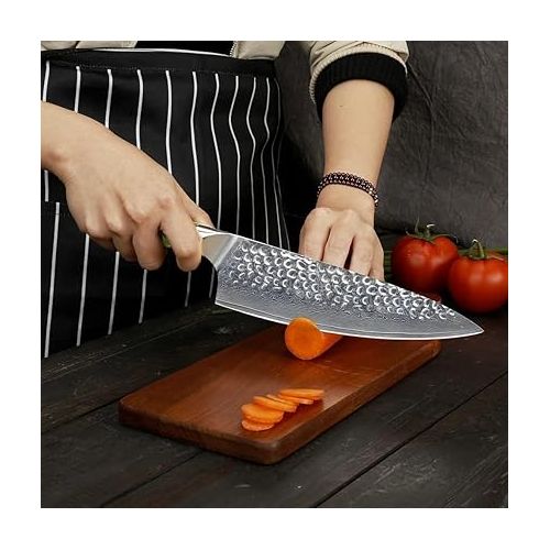  WILDMOK Damascus Knife Chef's Knife 67 Layers Damascus Steel Kitchen Knife 20.8 cm Sharp Blade with Full Tang Resin Handle