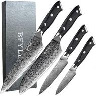 BFYLIN Knife Set, 4-Piece Kitchen Knife Set, Damascus Knife, Chef's Knife, Santoku Knife, Vegetable Knife, Paring Knife, Sharp from 67 Layers with VG10 Core Damask Kitchen Knife