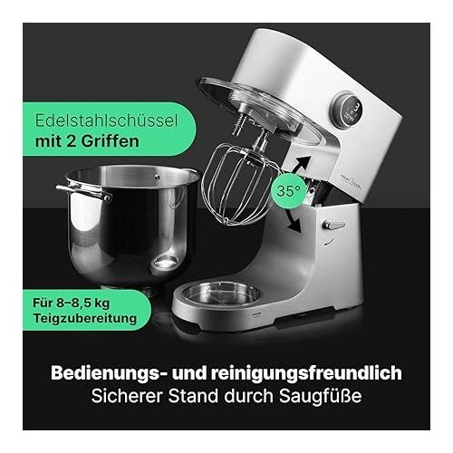  ProfiCook® Food Processor with XXL 12 L Bowl | Kneading Machine with 2500 W Longlife Professional Motor | Metal Gear and LED Display | Food Processor for up to 8.5 kg Dough | 13 Speeds | PC KM 1254