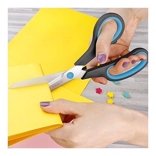  Uaugulft Scissors, Multifunctional Household Scissors Made of Stainless Steel Blades, Multifunctional Scissors with Soft Handle, Multi-Purpose Scissors, Blue Black (Pack of 5)