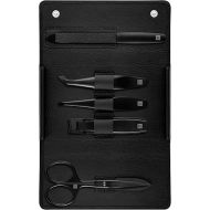 ZWILLING Premium Black Series Cowhide Leather Manicure Set 5 Pieces with Nail Clippers Black