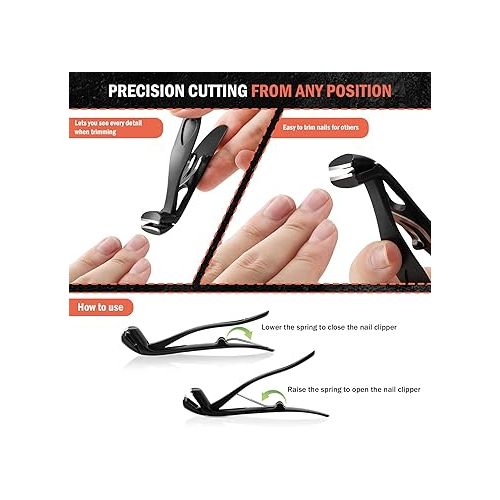  BEZOX Angle Head Nail Clippers for Thick Nails- Ergonomic Toenail Clippers for Thick Nails, Premium Steel Nail Clippers with Catcher for Men and Women