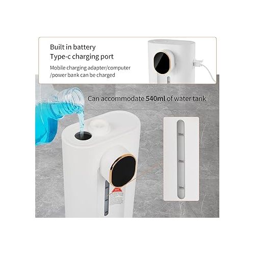  CEIEVER Automatic Mouthwash Dispenser for Bathroom, Automatic Mouthwash Dispenser Touchless with Magnetic Cup, Wall Mounted Dispenser for Children and Adults (White)