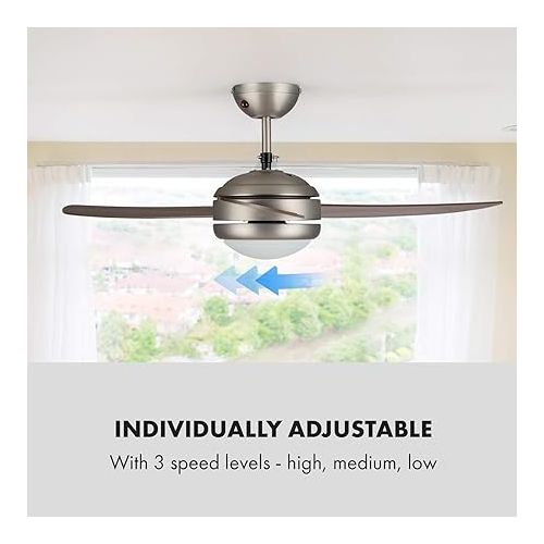  Klarstein El Paso Ceiling Fan - 2-in-1: Fan & Ceiling Light, Diameter: 132 cm, 3 Blades, Air Flow Rate: 10.344 m³/h, 3 Speed Settings., brown