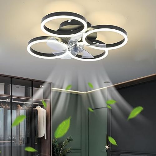  Diossad Ceiling Fan with Lighting, LED Ceiling Light with Fan, 64 W Ceiling Light, Remote Control and App Control, 6 Speeds Fan Light, Quiet Ceiling Fan Light (60 x 60 x 18 cm)