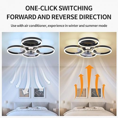  Diossad Ceiling Fan with Lighting, LED Ceiling Light with Fan, 64 W Ceiling Light, Remote Control and App Control, 6 Speeds Fan Light, Quiet Ceiling Fan Light (60 x 60 x 18 cm)