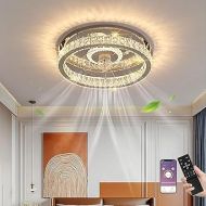 Ceiling Fan with Lighting, 36 W Lamp with Fan, Modern LED Crystal Ceiling Fan with Remote Control, Quiet Timing, 6 Wind Speeds Ceiling Light for Bedroom, Living Room, Kitchen