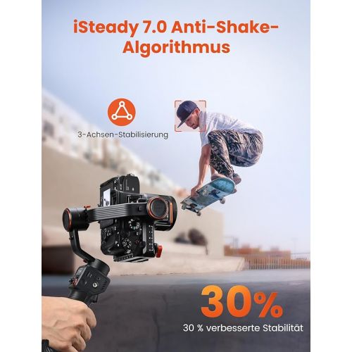  Hohem iSteady MT2 Kit, Gimbal Camera, 3-Axis Gimbal Stabiliser for Camera, Mirrorless Action Cam, Smartphone GoPro, Nikon Sony Panasonic Canon Fujifilm, AI Axis Locks, 1.2 kg Load Capacity, 653 g