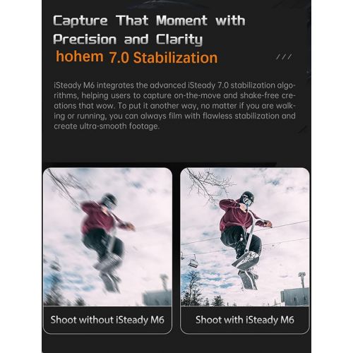  Hohem iSteady M6 Kit Smartphone Gimbal Stabilizer 3-Axis with Magnetic AI Tracker Fill Light for iPhone Android with 0.91 Inch OLED Display Max Load 400g