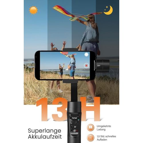  Smartphone Gimbal Stabiliser - High 3-Axis Mobile Phone Gimbal Stabiliser with Sports Mode Time Lapse Recording Live Video Recording Vlog, 3600 mAh Battery, Waterproof, for iPhone XR/XS/11, Samsung, Huawei etc