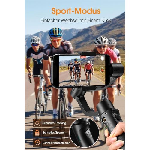  Smartphone Gimbal Stabiliser - High 3-Axis Mobile Phone Gimbal Stabiliser with Sports Mode Time Lapse Recording Live Video Recording Vlog, 3600 mAh Battery, Waterproof, for iPhone XR/XS/11, Samsung, Huawei etc