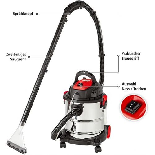  WALTER Washing Vacuum Cleaner 1600W Upholstery Cleaner Carpet Cleaning Machine Wet Vacuum Dry Vacuum Fast Effective Easy to Use Powerful Suction with 20L Collection Container