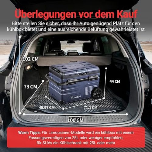  AAOBOSI 35L Compressor Cool Box Dual Zone, Cool Box Car with WiFi App Control, USB Connection, 12/24 V and 100-240 V Cool Box up to -20 °C for Car, Truck, Boat, Motorhome, Camping