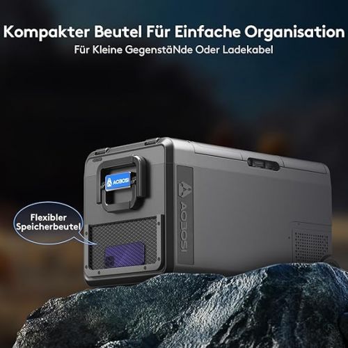  AAOBOSI Kompressor Kuhlbox 38L, Kuhlbox Auto Mit WiFi-APP-Steuerung USB-Anschluss, 12/24V und 100-240V Kuhlbox Elektrisch, bis -20 °C fur Auto, LKW, Boot, Reisemobil, Camping