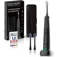 Tristan Auron SonicMaster Sonic Toothbrush with 55,000 Vibrations - 60 Days Battery - 5 Cleaning Modes - 2 Min. Timer + Travel Case and 2 Brush Heads - Electric Toothbrush SonicMaster (Black)