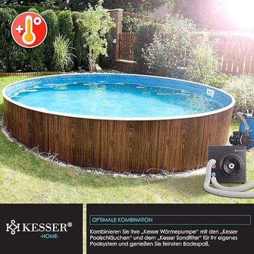  KESSER® Heat Pump for Pools Swimming Pools up to 20,000 L Water Capacity, Pool Heating Output 3.9 kW, 220 V Operating Voltage Water Connection Diameter 32/38 mm Flow Sensor Digital Control Black